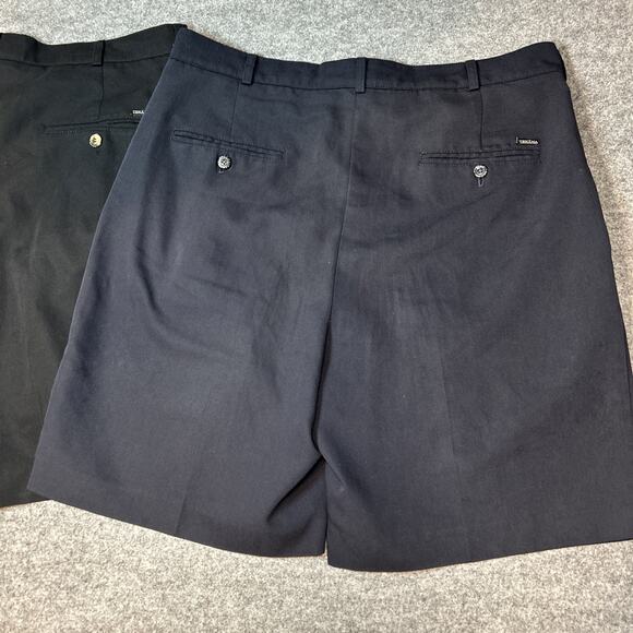 2 Pr. Tehama Shorts Navy /black Clint Golf Rayon Blend 8” Inseam Men's 36 Pleats - Picture 12 of 14